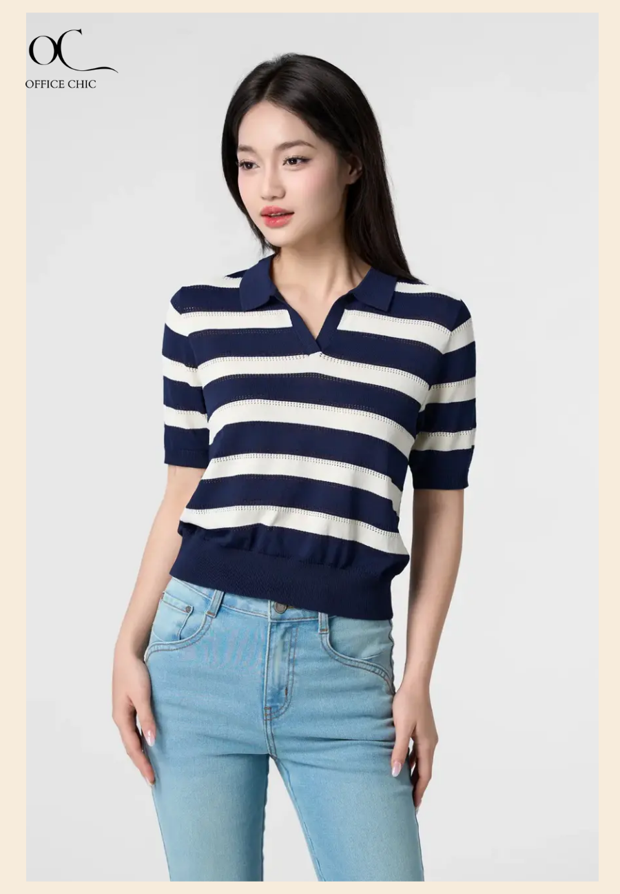 Áo Len Polo Dệt Họa Tiết Kẻ