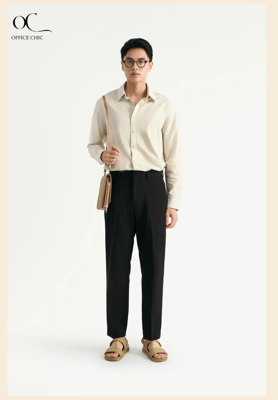 Quần tây nam đen dài form slim Easy Care